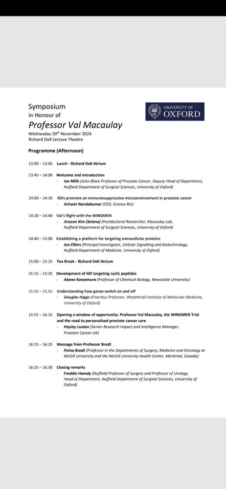 Val Macaulay symposium Agenda