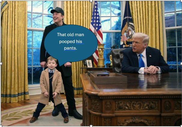 Musk's kid X says that trump pooped his pants.