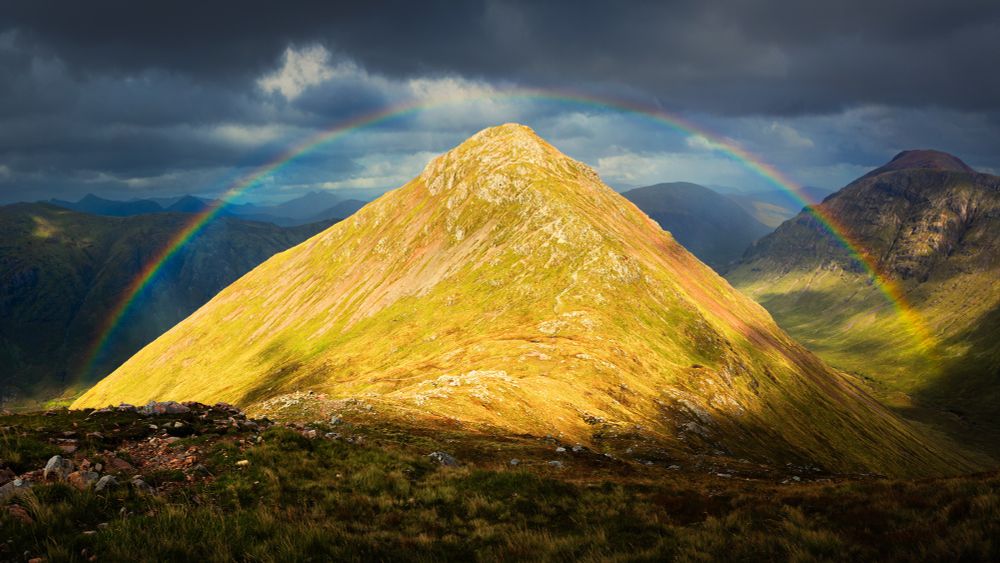 Rainbow over Stob Coire Raineach, Buachaille Etive Beag #GlenCoe #Scotland #Highlands www.damianshields.com