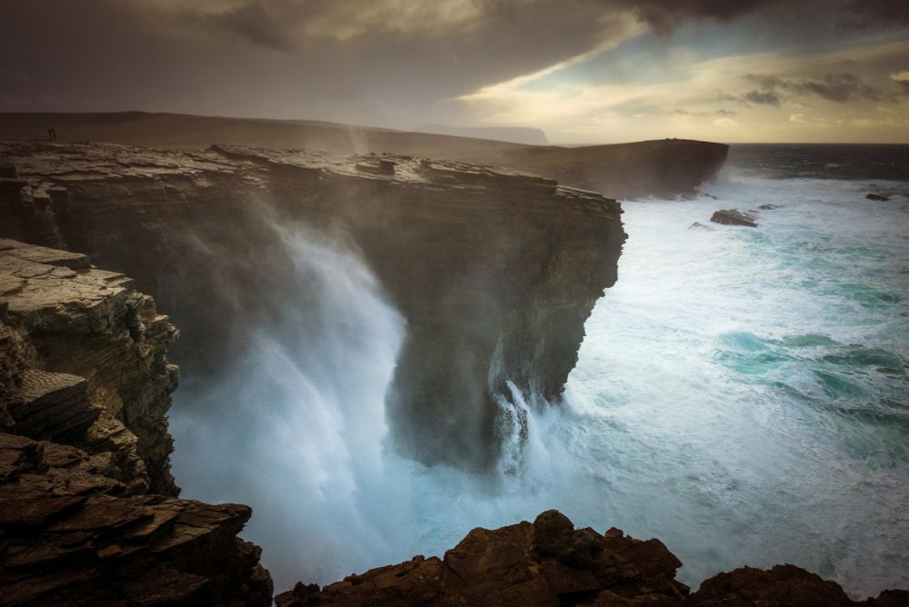 'Holding on' Cliffs of Yesnaby, Orkney. The start of 'Storm 'Barbara' back in 2016. Just managed to get the last ferry to the mainland before they were all cancelled. The ride back over the Pentland Firth was a rollercoaster! Stay safe folks an huddle doon! #Scotland #Orkney