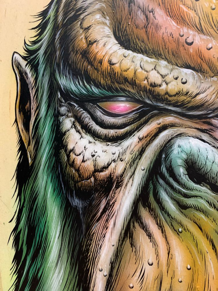 A close up section of a Bigfoot head I painted. 