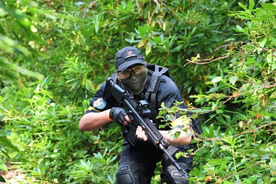 Crawling through the woods at Airsoft 