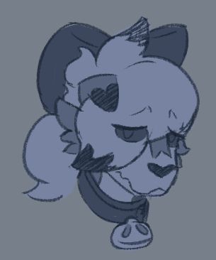 A blue monochrome headshot sketch of Luna the Midnight Lycanroc.