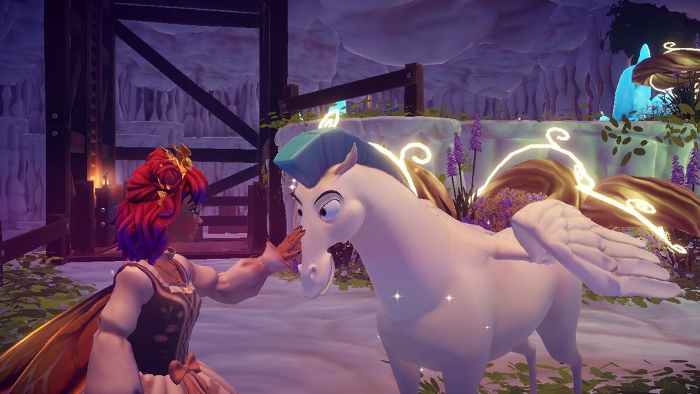 my ddv avatar petting Pegasus’ nose/face