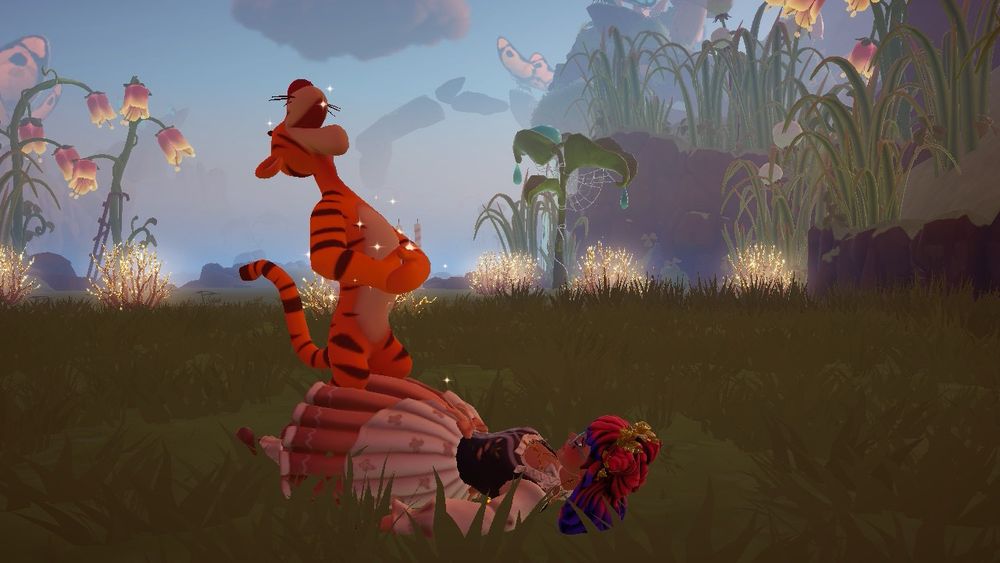 Tigger on top of my DDV avatar (he knocked me over)
