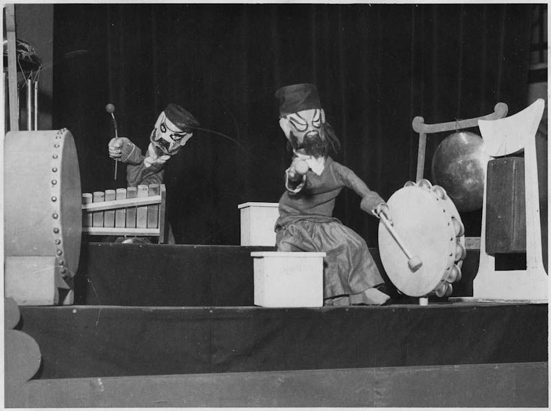 Marionette Theatre performance for children. WPA Fed Theatre Project in NY.  Marionette Theatre Unit.  Works Progress Administration.  Federal Theatre Project. 1935. Franklin D. Roosevelt Presidential Library & Museum.