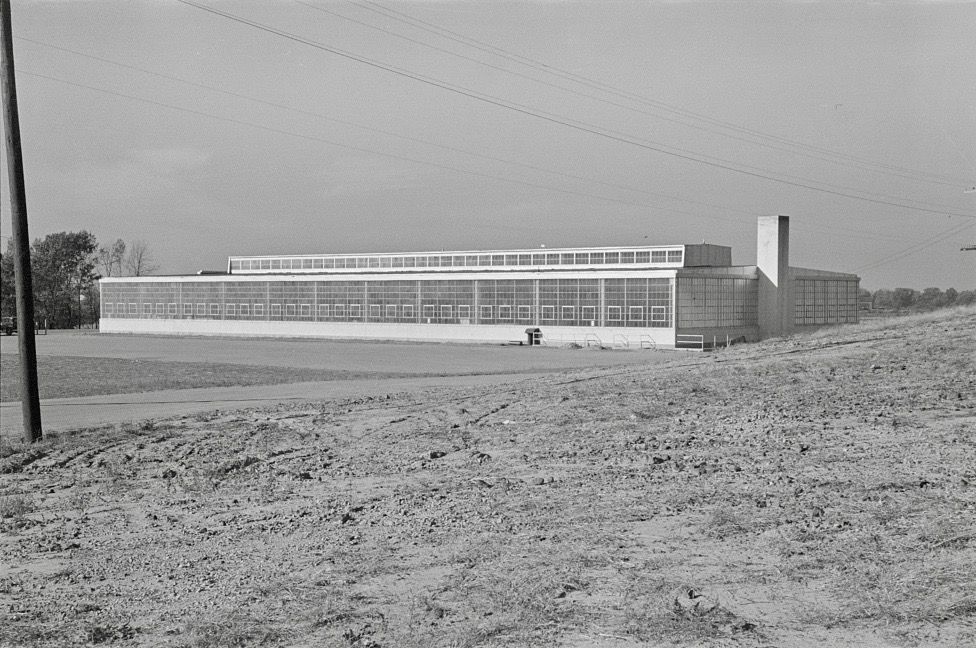 The garment factory at Jersey Homesteads. It is constructed of steel, glass and concrete and is air-conditioned. It is credited with being the most modern factory for needlework on the Atlantic Seaboard...’ Photograph by Russell Lee. [November?] 1936 
Farm Security Administration - Office of War Information Photograph Collection (Library of Congress)
https://daysgoneby.me/hightstown-new-jersey-opening-garment-plant/ 3.8.20
Farm Security Administration - Office of War Information Photograph Collection (Library of Congress)
https://daysgoneby.me/hightstown-new-jersey-opening-garment-plant/ 3.8.20
