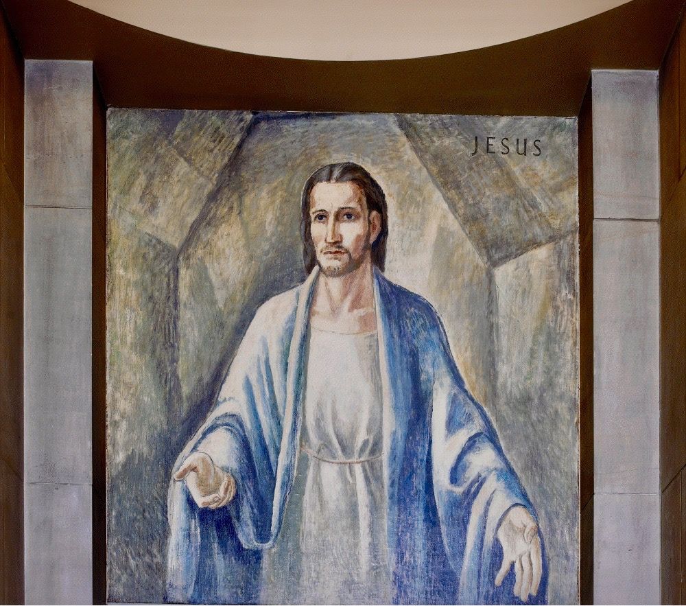‘Jesus’ Boardman Robinson. Mural. Oil on canvas. Department of Justice Building, Washington DC. 1937.
Carol M. Highsmith Photography
‘Jesus (c. 4-6 BCE – c. 30-36 CE) – Jesus was a Jewish teacher and prophet who, in the Christian faith, is believed to be the Messiah and the incarnation of God. 
https://www.gsa.gov/fine-arts#/artist/114
