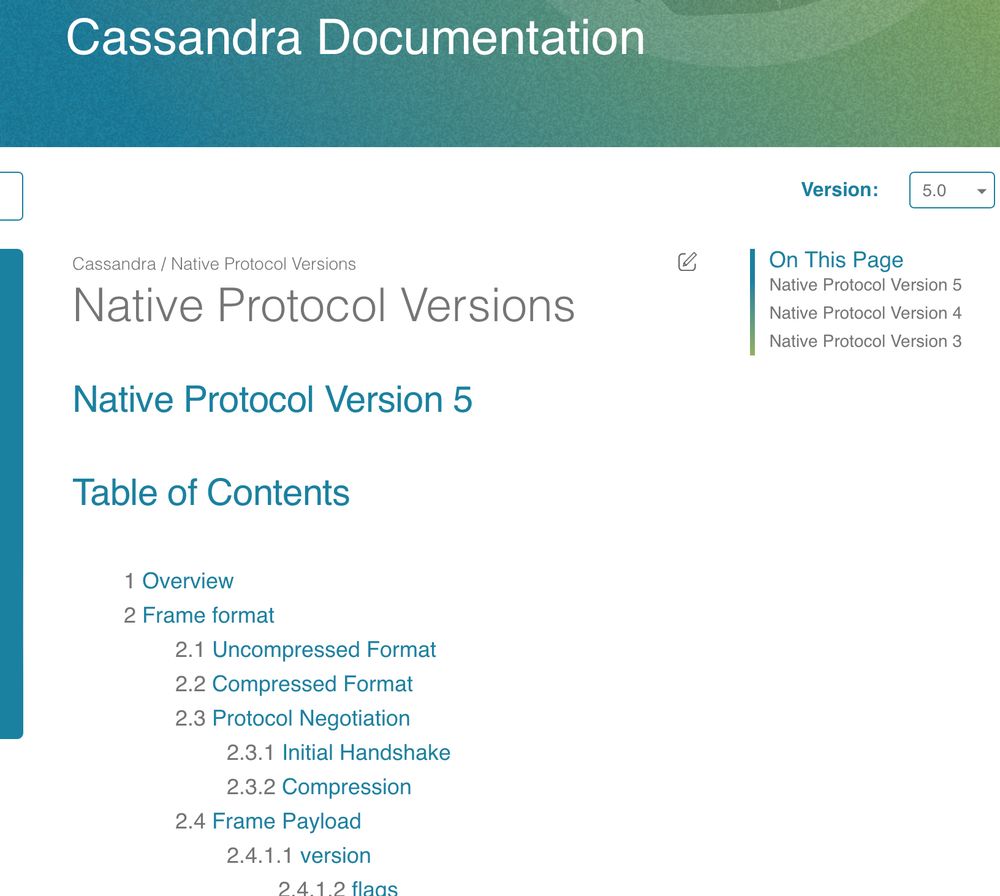 screenshot of new Native Protocol documentation