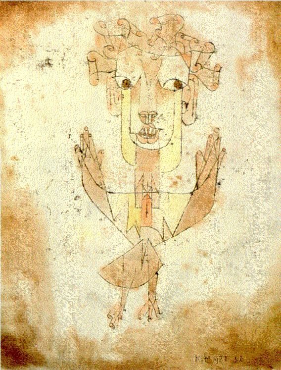 A Klee painting named Angelus Novus shows an angel looking as though he is about to move away from something he is fixedly contemplating. His eyes are staring, his mouth is open, his wings are spread. This is how one pictures the angel of history. His face is turned toward the past. Where we perceive a chain of events, he sees one single catastrophe which keeps piling wreckage upon wreckage and hurls it in front of his feet. The angel would like to stay, awaken the dead, and make whole what has been smashed. But a storm is blowing from Paradise; it has got caught in his wings with such violence that the angel can no longer close them. The storm irresistibly propels him into the future to which his back is turned, while the pile of debris before him grows skyward. This storm is what we call progress.