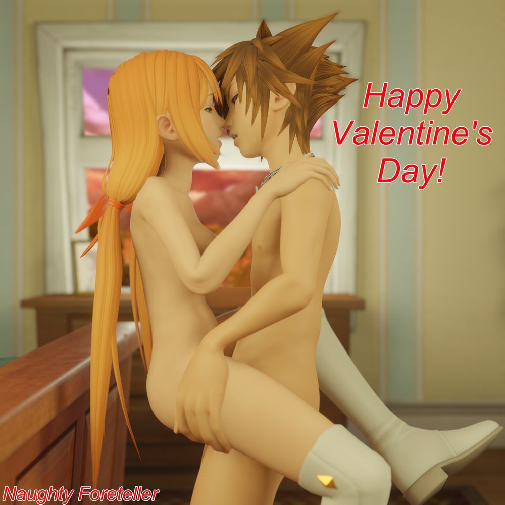 Sora standing and carrying Strelitzia in a bedroom as the two make love, faces an inch apart from each other and eyes locked in a tender gaze. Strelitzia's boots are still on.
NSFW Models by Dynamite Crocodile, Fortnite map by drdrigg.