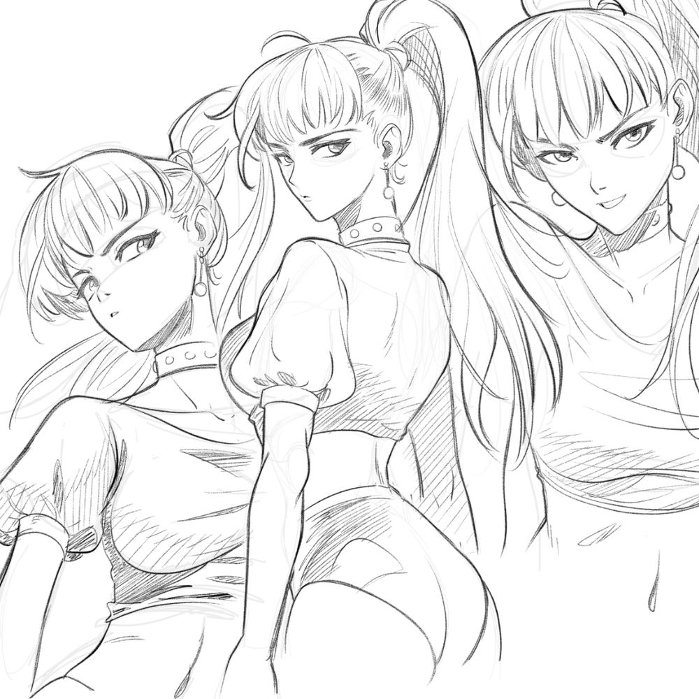 Anime girl, anime, sketches, 1990s anime, retro anime