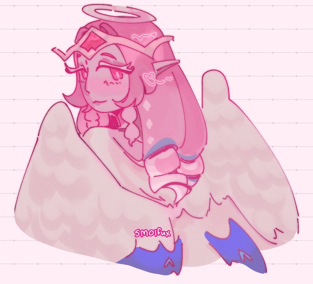 eternal sugar cookie wings, she's looking over her left shoulder