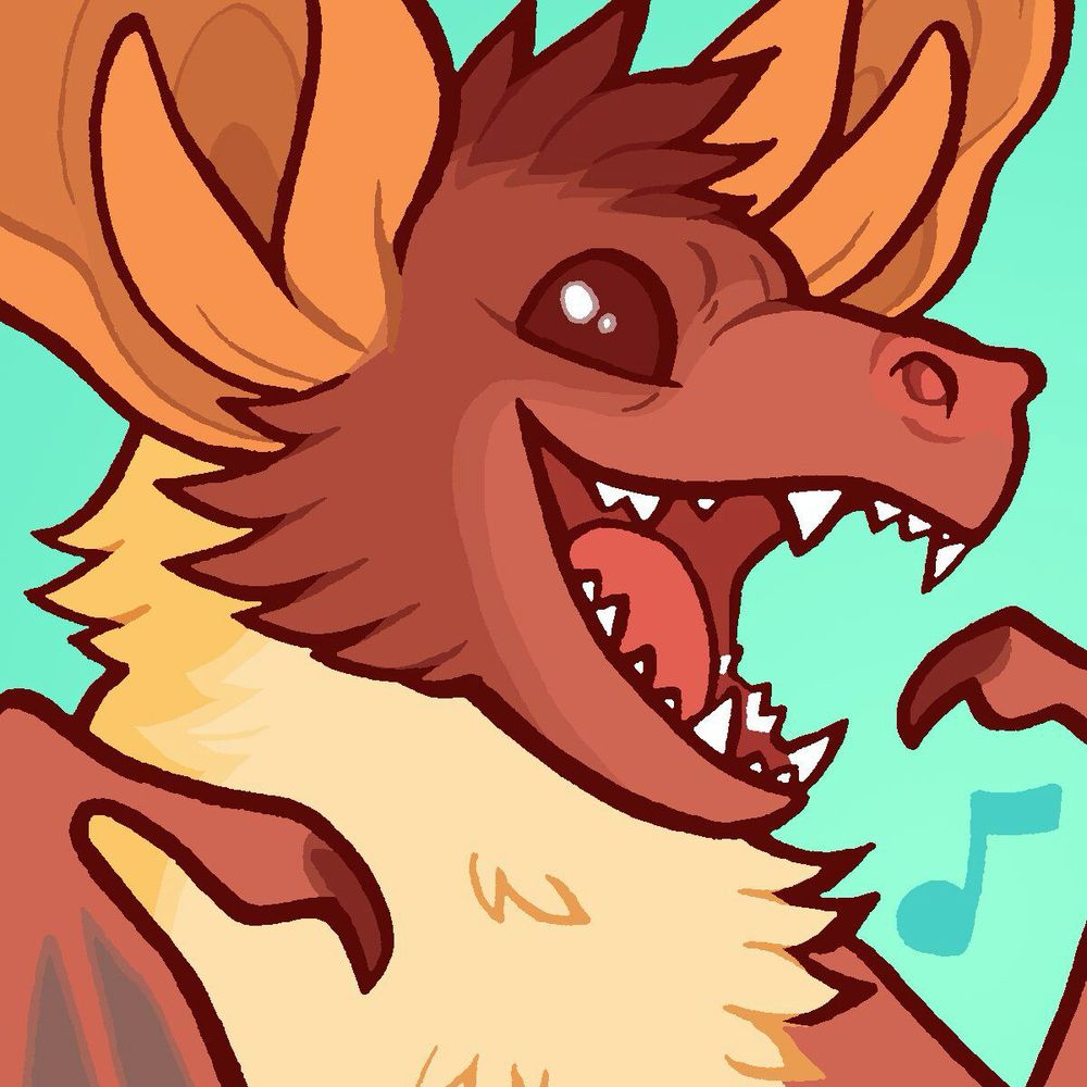 A pallet Bat profile picture drawn by camphowl. He’s singing.