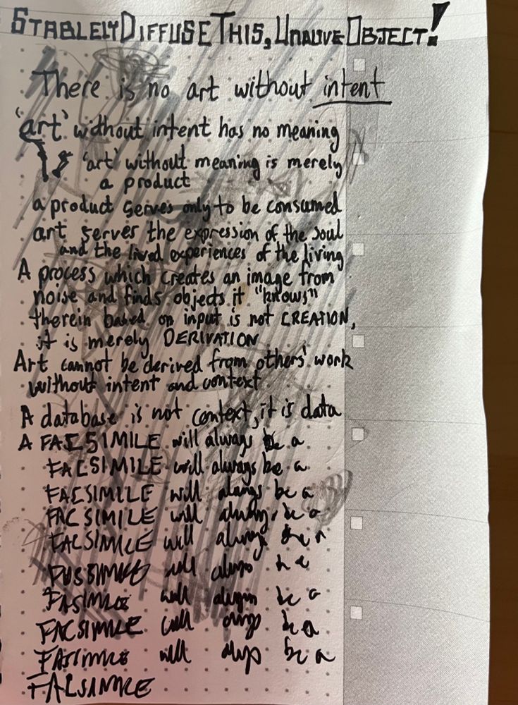 Text decrying the AI art movement