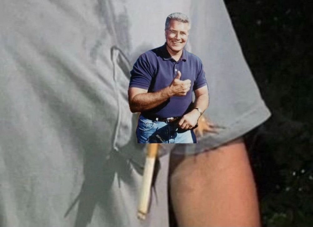 Huell Howser in a shirt pocket