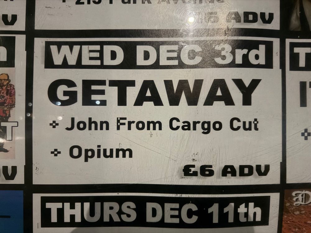 Poster advertising Getaway’s gig