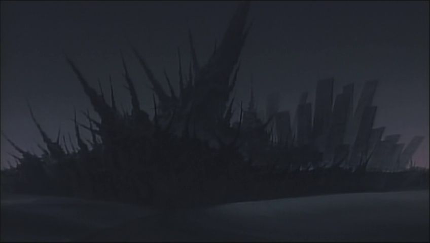 Screenshot from The Weathering Continent.  Azec Sistra, fabled city of the dead, looms in the gloom.