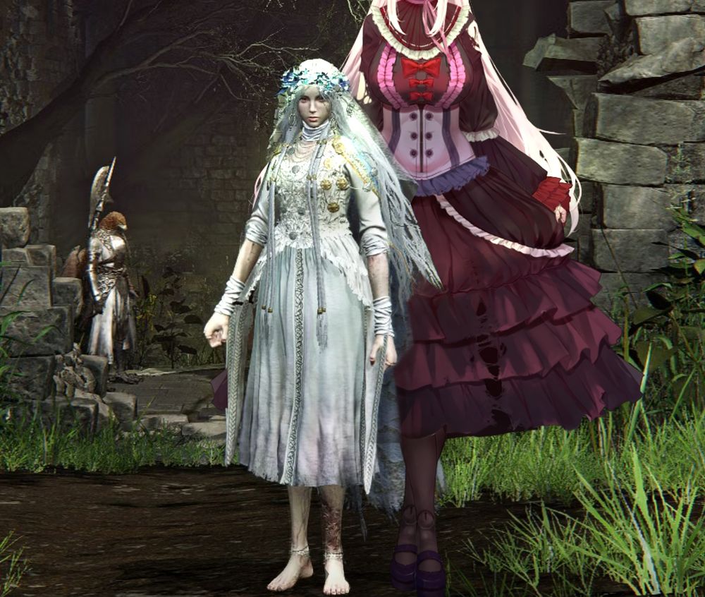 REVENANT FROM ELDEN RING NIGHTREIGN NEXT TO PORCELAINMAID VTUBER! One is very short.