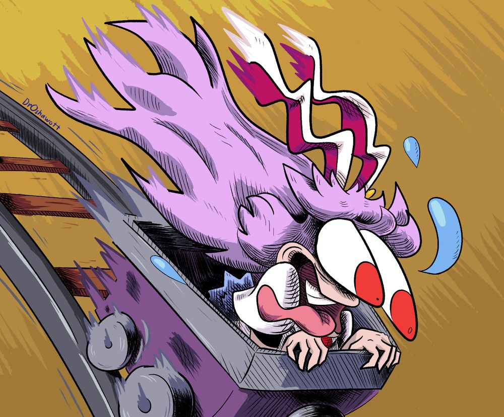 Reisen Udongein Inaba from Touhou project traveling at an extreme speed in a minecart, screaming
