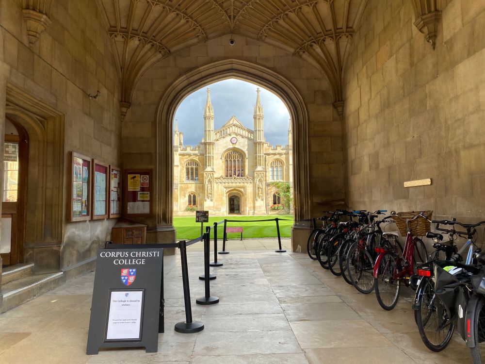 View of Corpus Christi entrance archway University of Cambridge