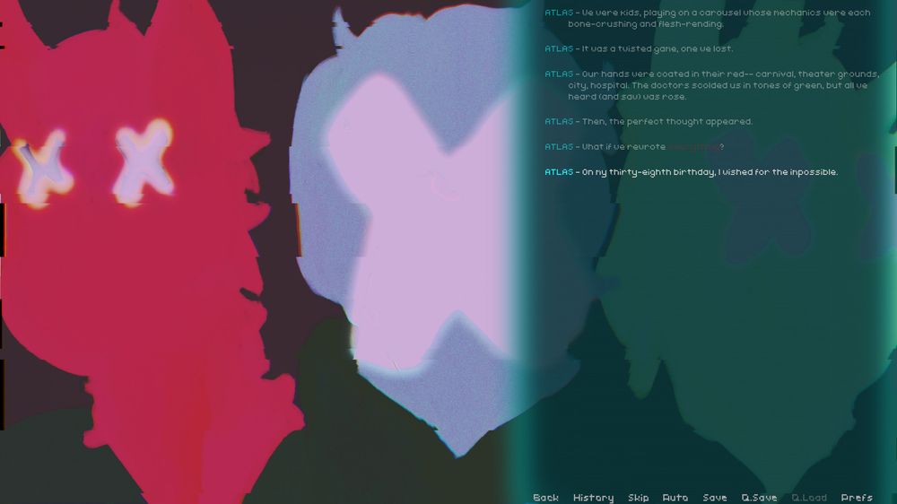 Three icon-sized drawings of an anthro wolf, a humanoid, and an anthro Jackalope. They have a glitch effect on them, and X’s over their eyes (and in the humanoid’s case, one X over the entire face).