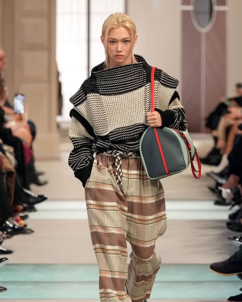 Felix on the runway for lv at the paris fashion week.