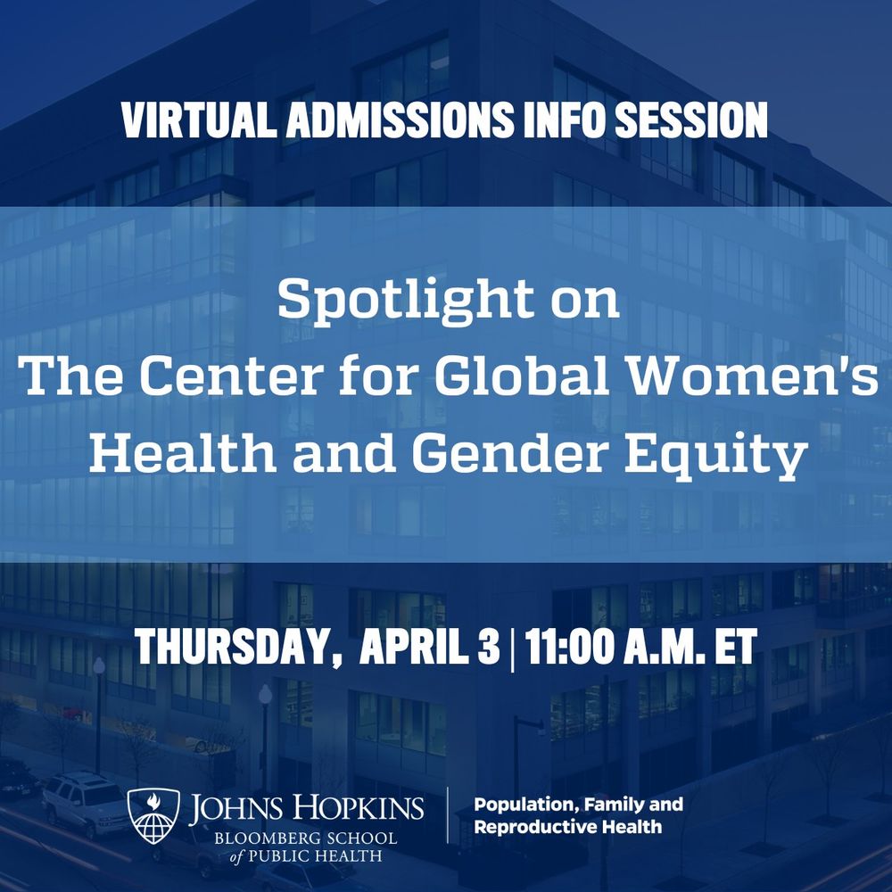 Virtual Admissions Info Session
Spotlight on The Center for Global Women's Health and Gender Equity
Thursday, APRIL 3 | 11:00 A.m. ET
