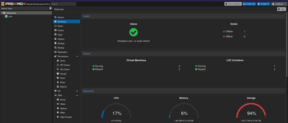 proxmox dashboard 