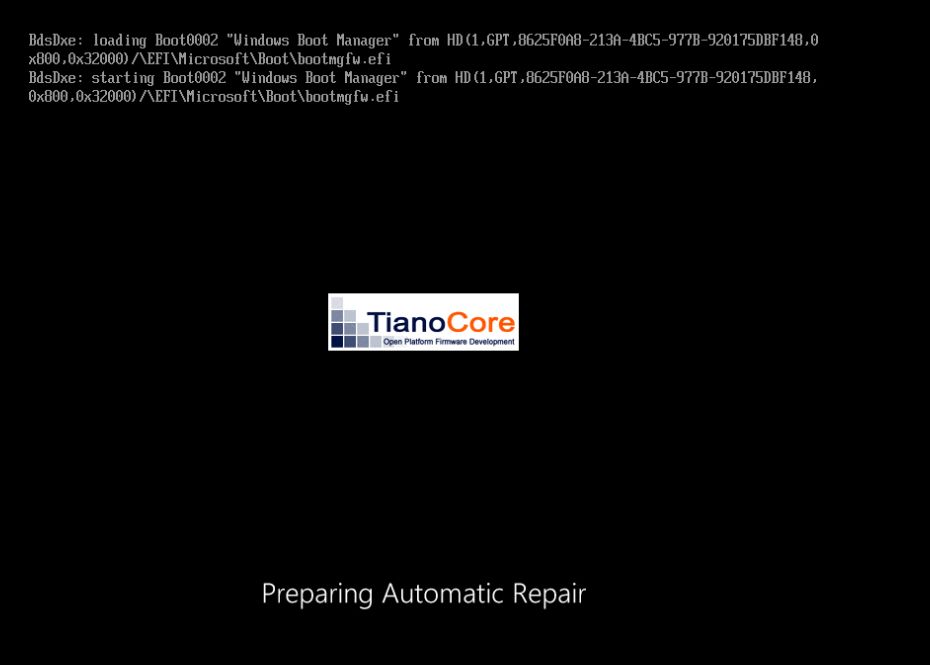 Booting: Preparing automatic repair