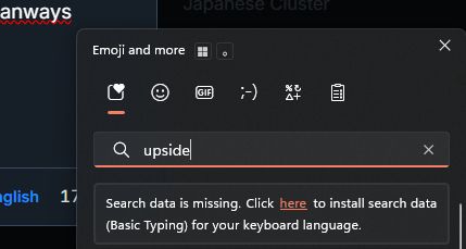 Search data is missing. Click here to install search data (Basic Typing) for your keyboard languge