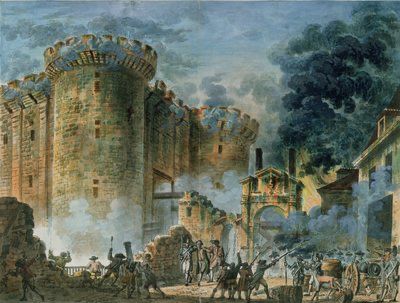 Depicts storming of the Bastille on July 14, 1789.