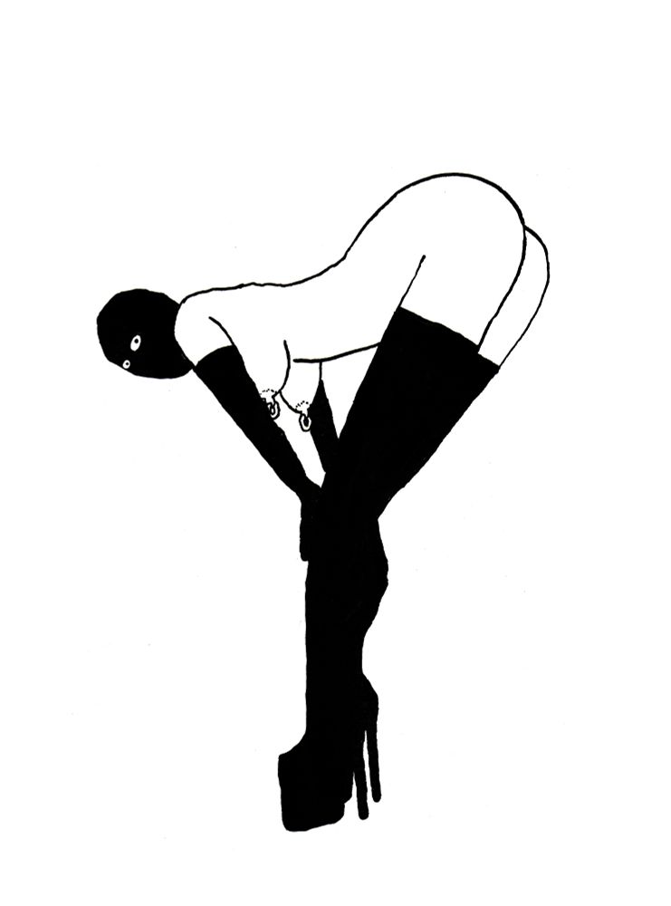 Doodle of a mostly nude person bending over