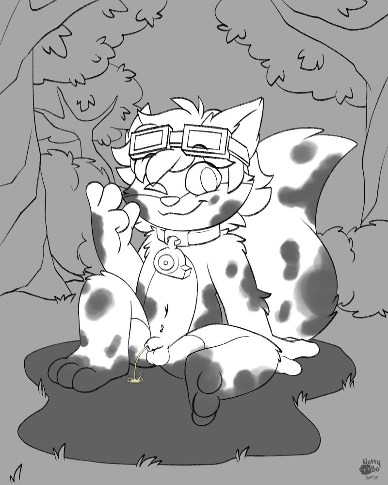 brandon sitting naked in the mud, peeing on the ground