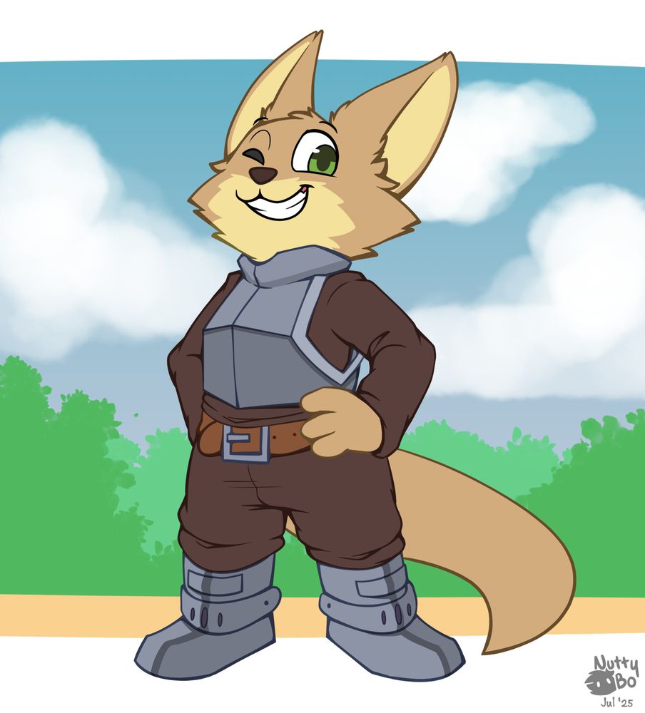 a fennec knight standing tall and proud
