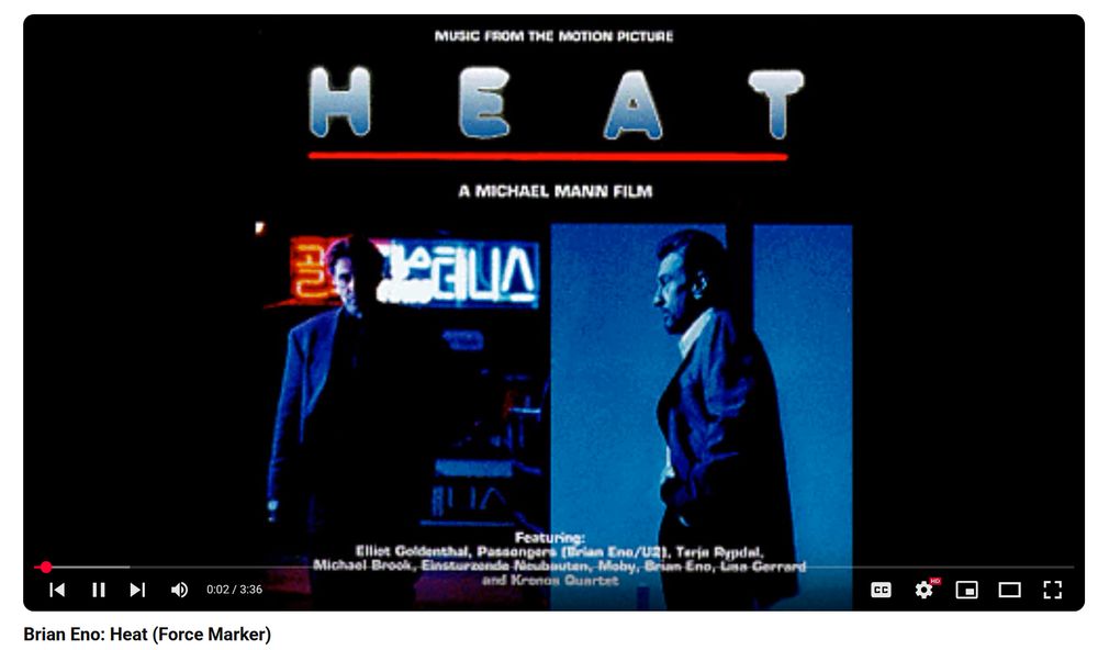 capture d'écran de Youtube : "Brian Eno - Force marker"