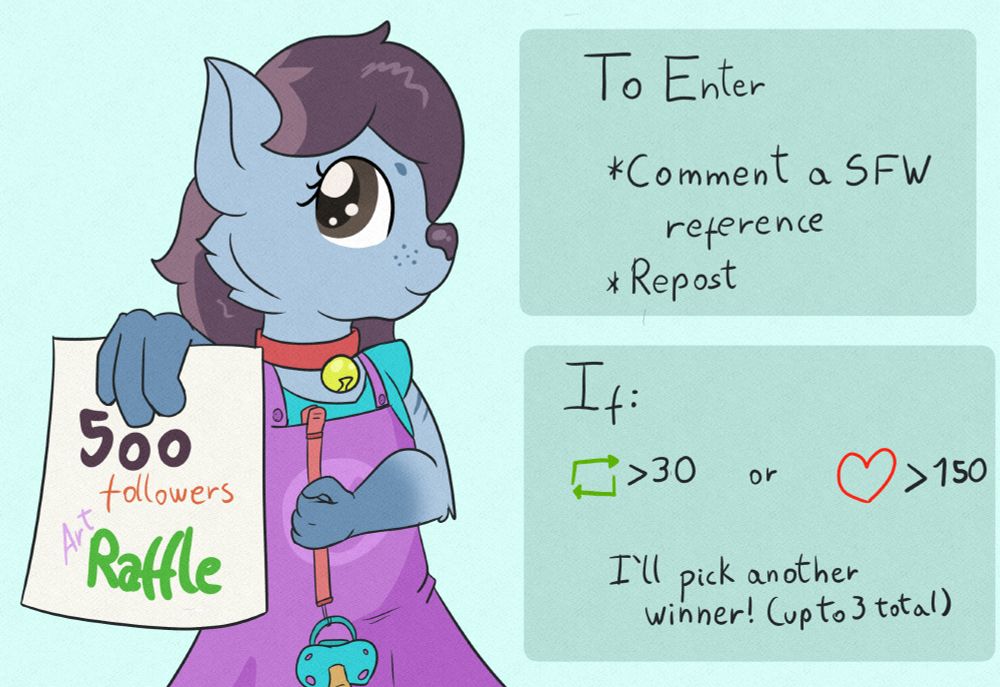 500 followers raffle
To enter:
Comment a SFW reference
REpost
If this post gets more than 30 repost or more than 150 likes I'll add another winner for a total of 3 if all conditions met.