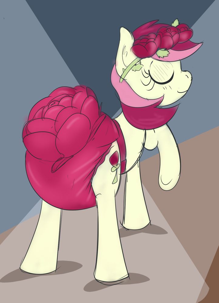 Rose Pony showing off her rose inspired diaper.