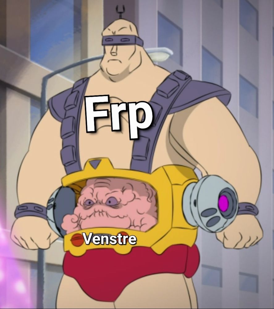 Krang fra TMNT er Venstre. Roboten er Frp.