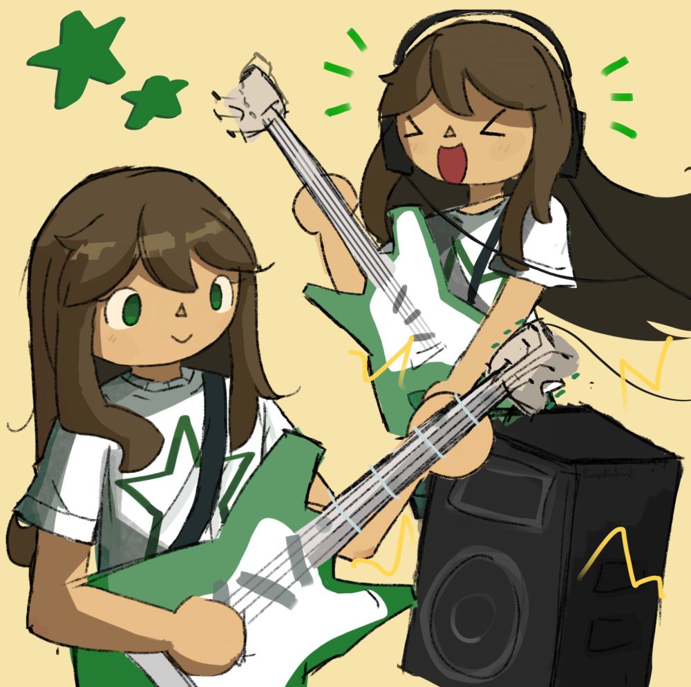 A girl holding and playing her guitar