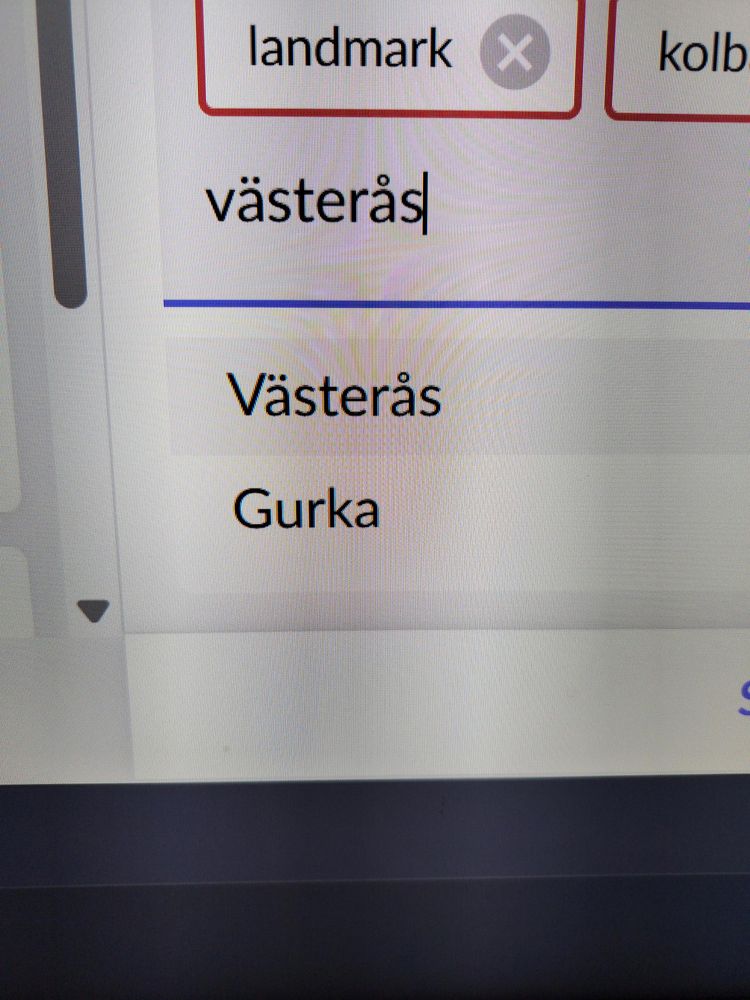 Bild där istock rekommenderar Västerås eller gurka som förslag på västerås (ja den gillar inte Västerås med liten bokstav)