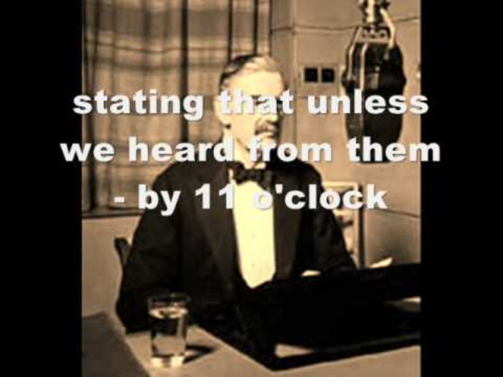 British Declaration of War (audio and transcript of Chamberlain's speech)