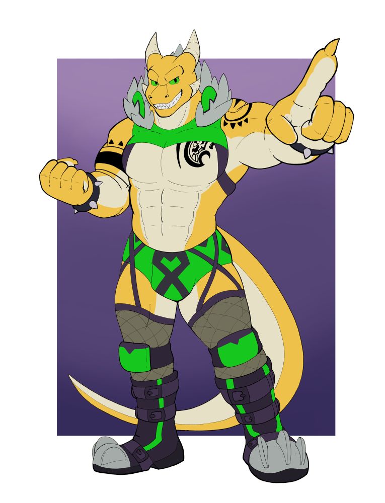 Azzy in his pro-wrestling attire, smiling cutely