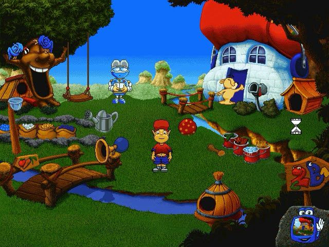 Screenshot of incredibly European kids PC point and click game Adiboo. I think it came free with Windows 95