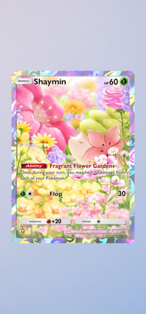 A full art card of shaymin from pokemon tcg pocket 