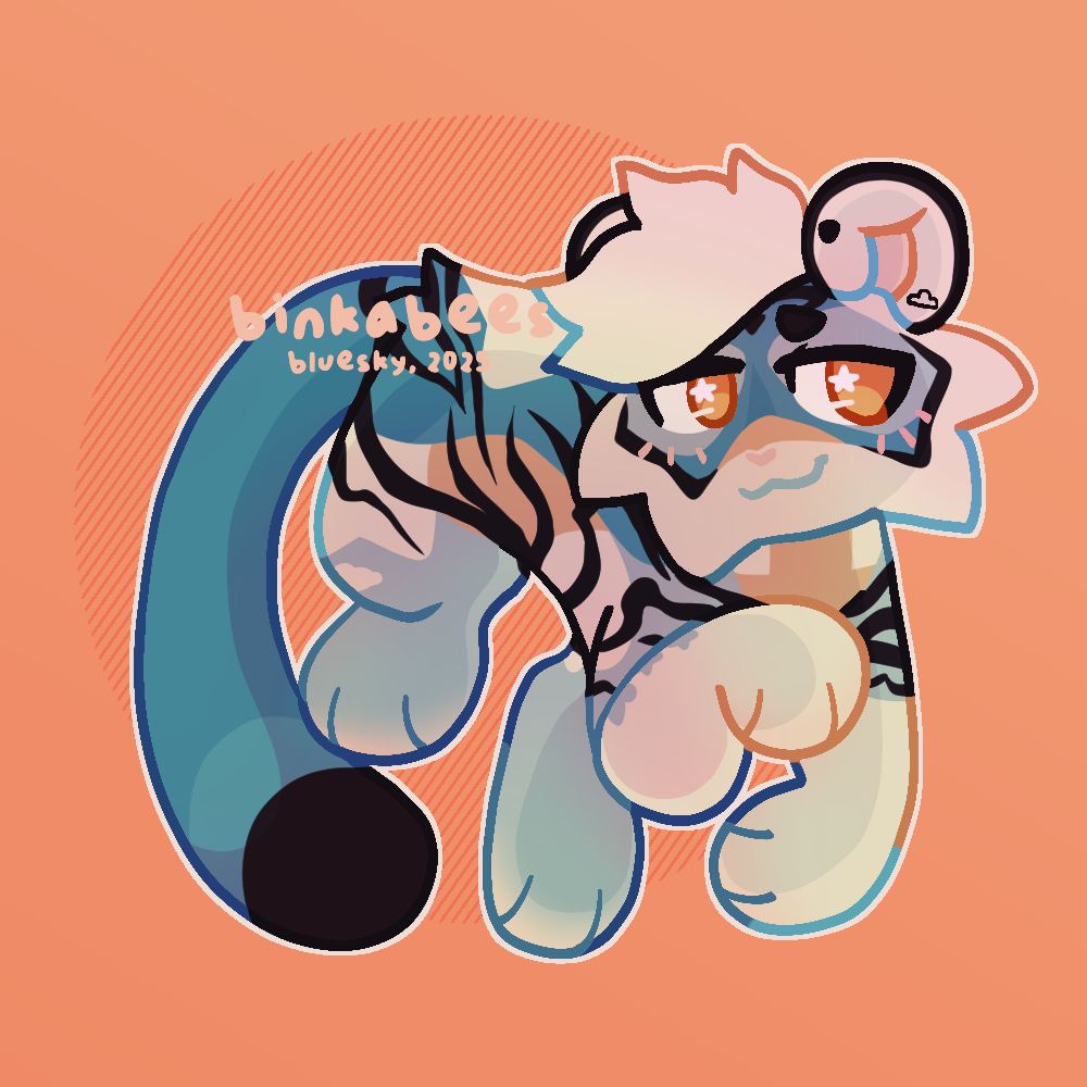 chibi example; a tiger floating and looking over with his eyes half-open