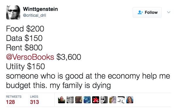 Someone Who Is Good At The Economy Please Help Me budget this. My family is dying meme except instead of candles they spend 3,600 on versobooks