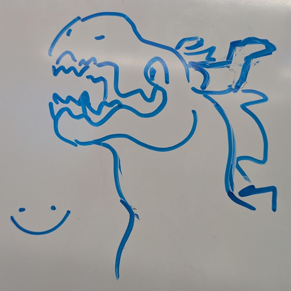A dragon drawn on a whiteboard