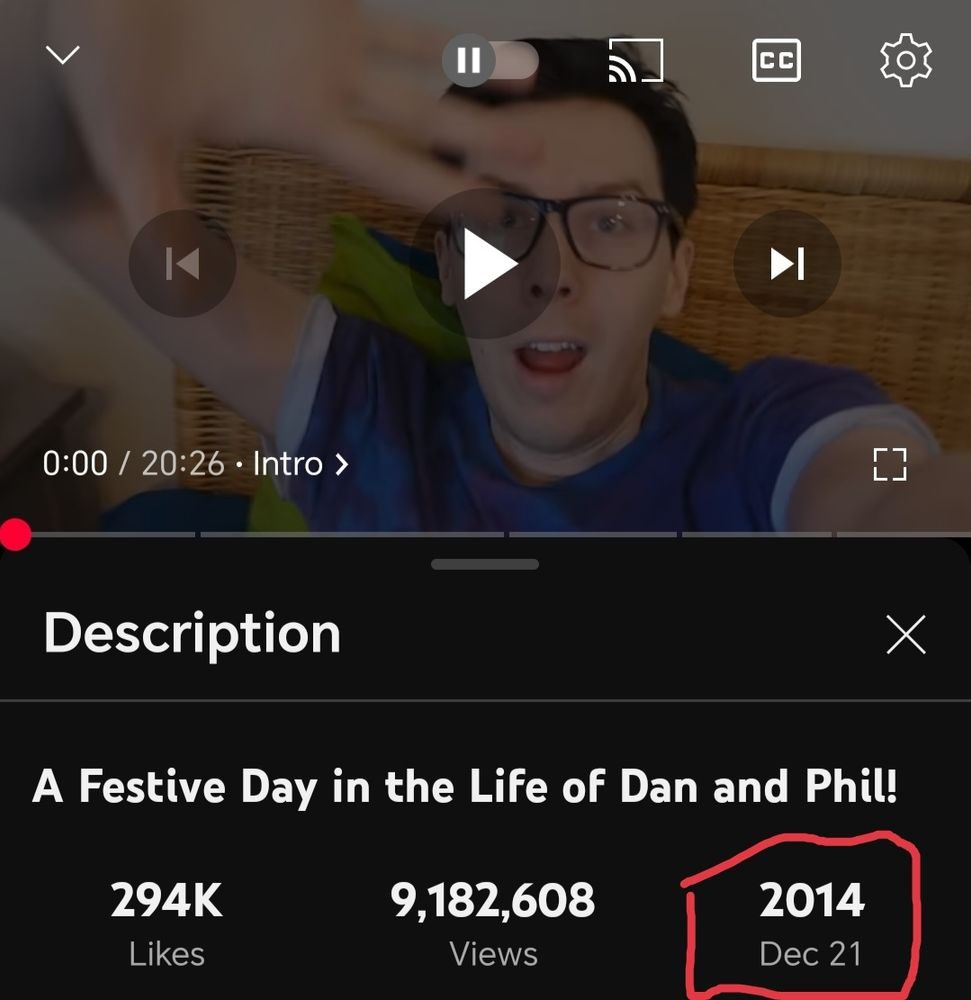 screenshot from YouTube. Dan and Phil's video: A Festive Day in the Life of Dan and Phil! (posted on the 21st of December 2014)