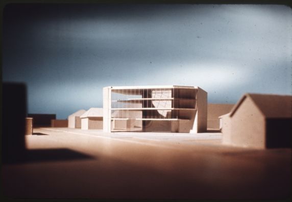 Architectural model of the Reuther Library building.
